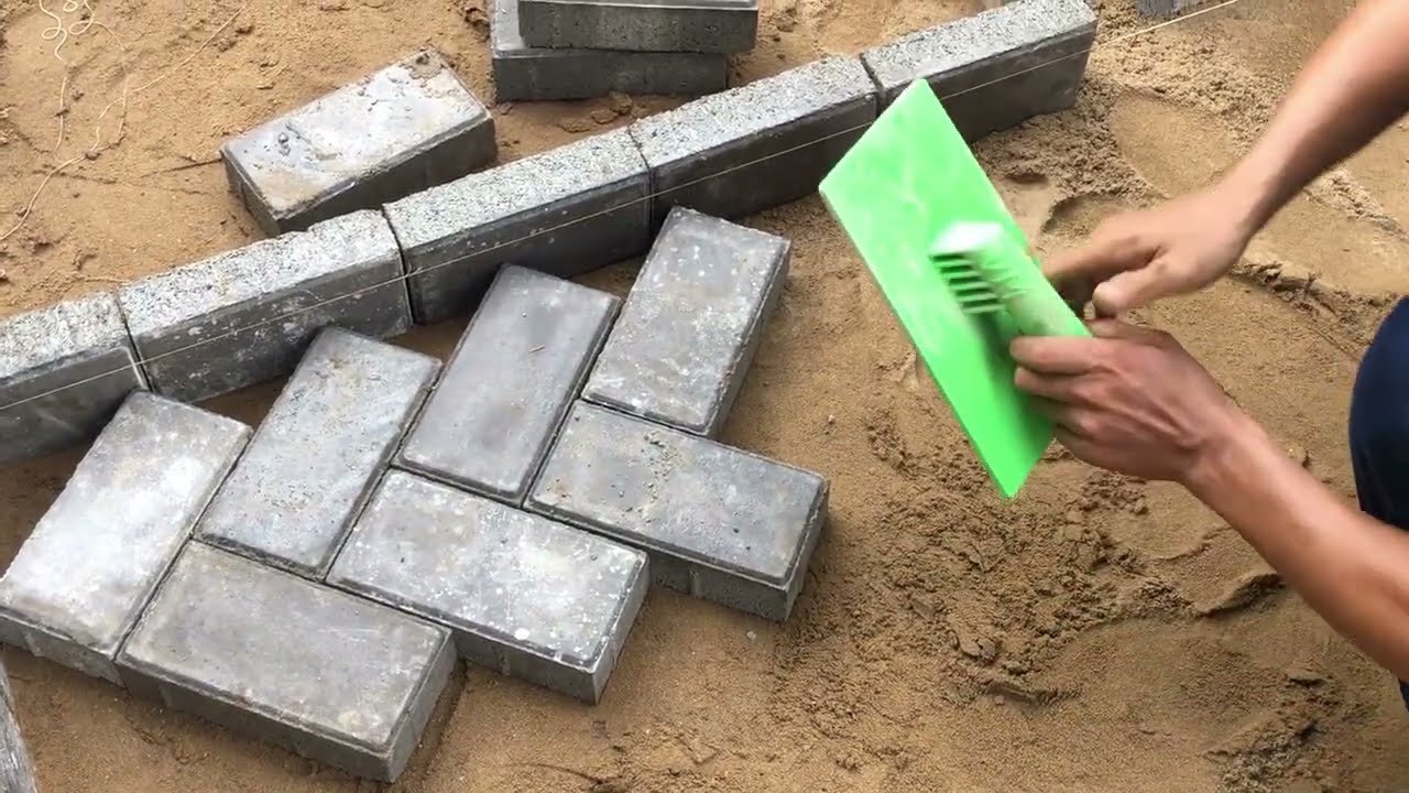 CÁCH LÁT GẠCH BÊ TÔNG HÌNH XƯƠNG CÁ 45 ĐỘ (HOW TO LAY PAVING BLOCK)