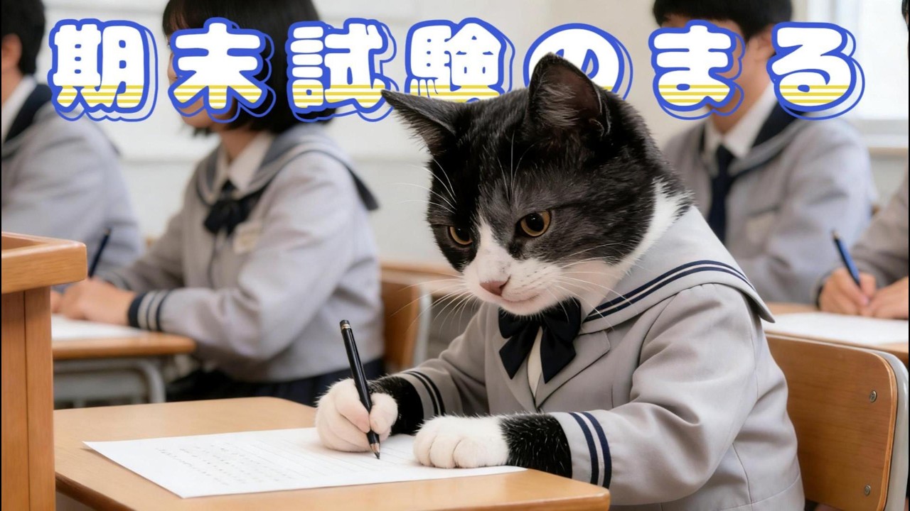 今日は期末試験のまるの1日に密着🐱🖊️