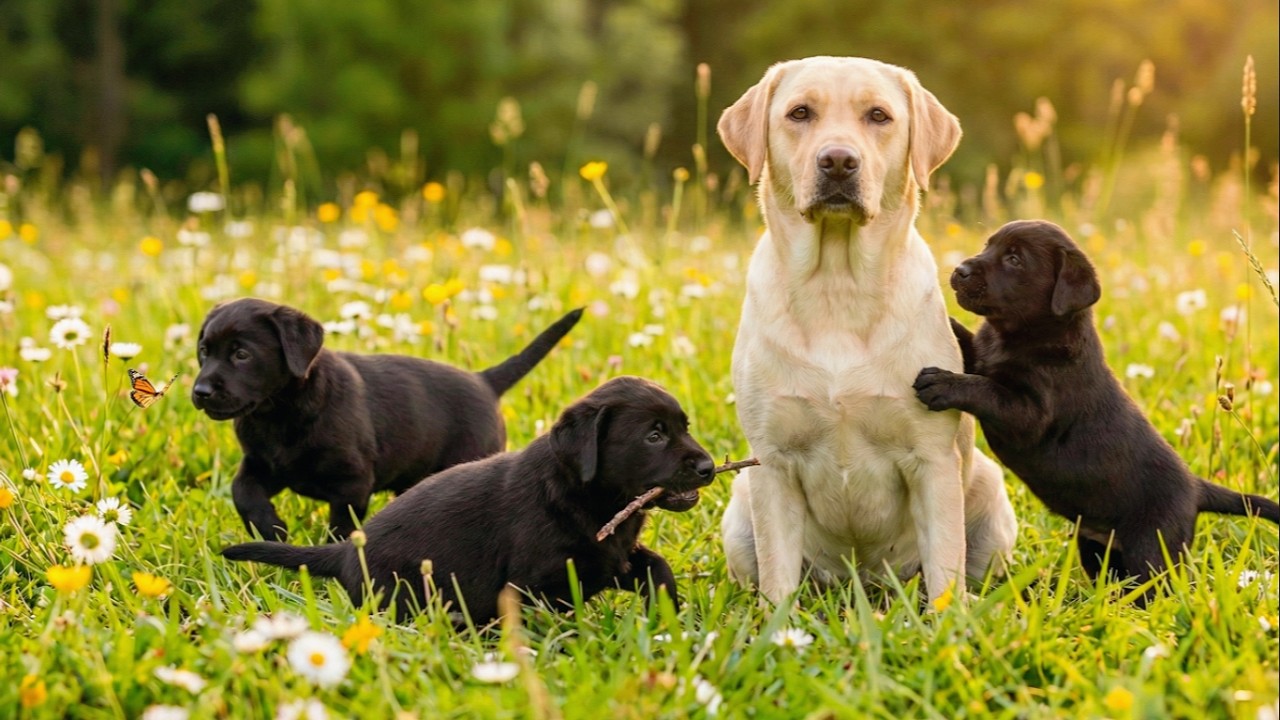 Puppies Playing with Their Mother - Dog Barking - Dog Videos