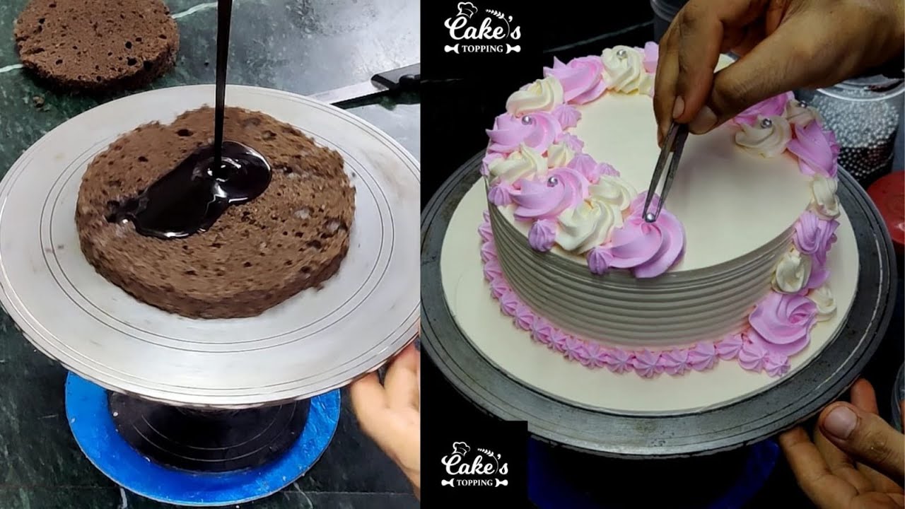 brownie cake || rosette decoration technique || cake's Topping