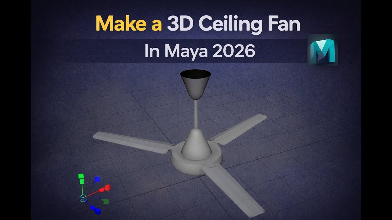 Ceiling Fan 3D Modeling In Maya 2026