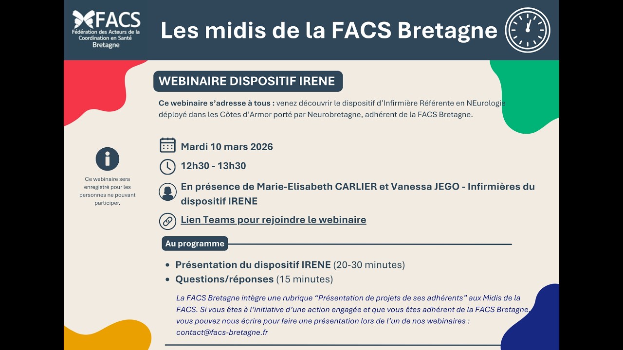 Les Midis de la FACS Bretagne - Présentation du Dispositif IRENE