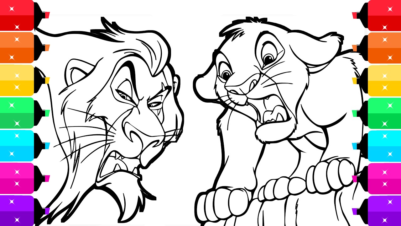 The Lion King Coloring Pages | Scar vs Simba