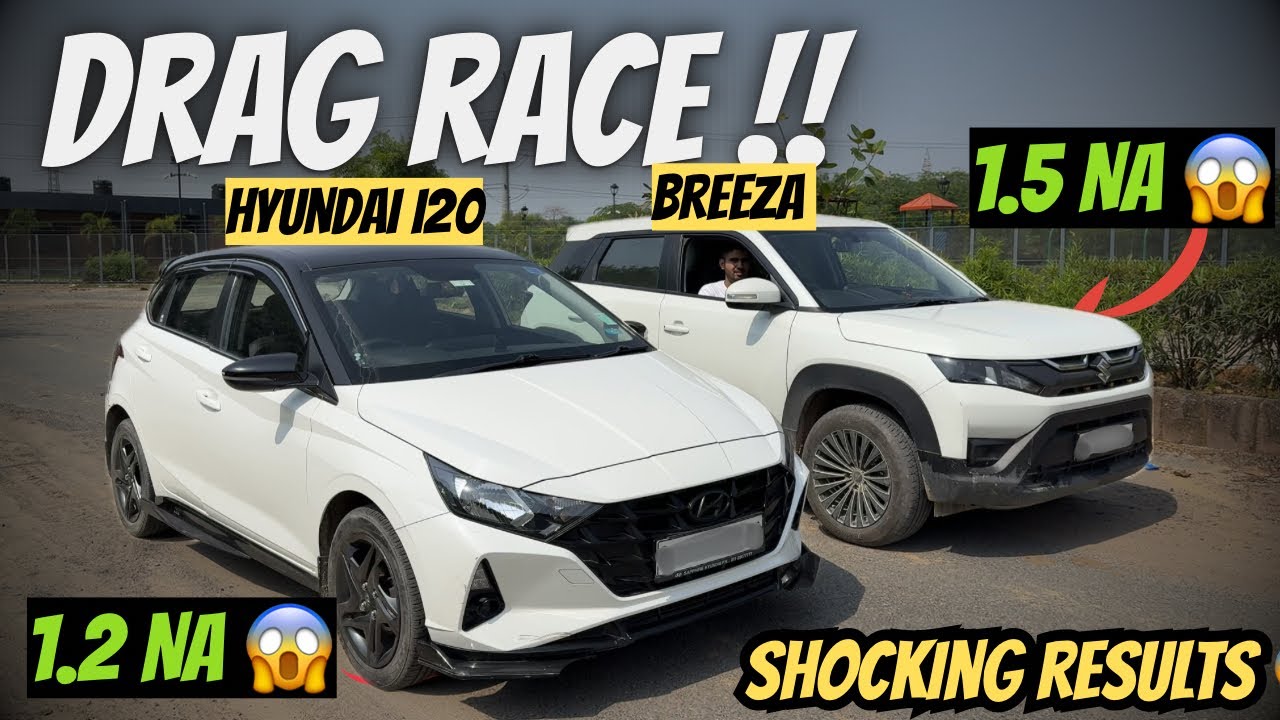 Breeza 2025 vs Hyundai i20 2025 Drag Race 🔥 | 1.5 NA vs 1.2 NA 😳 SHOCKING RESULT 🥇