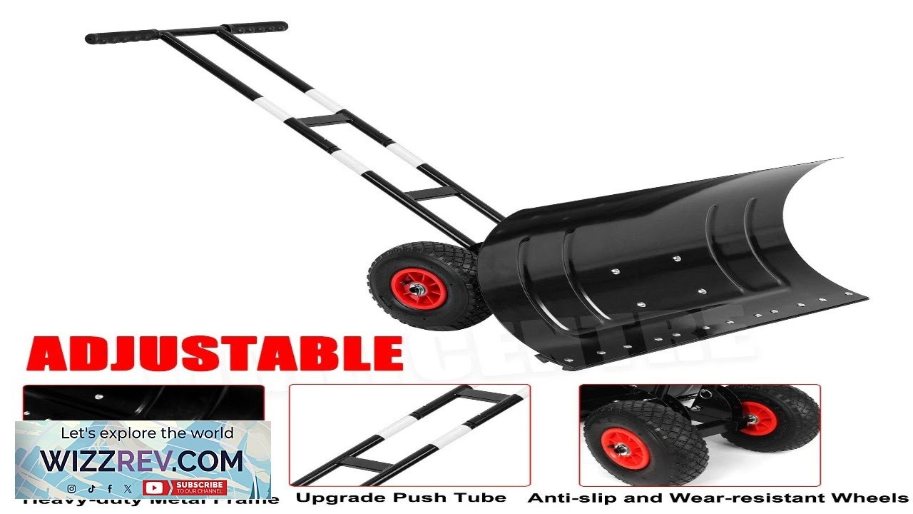 Snow Shovel with Wheels 29" Durable Metal Snow Removal Pusher Plow