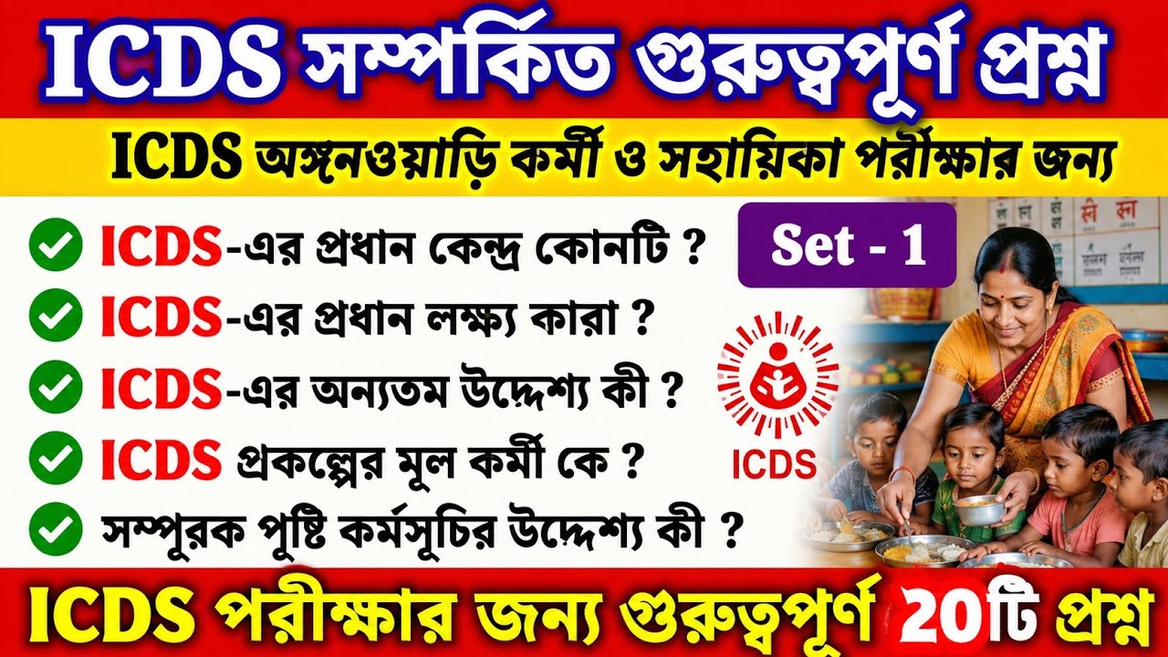 ICDS GK Practice Set 01 | ICDS Exam Preparation 2026 | Icds Class