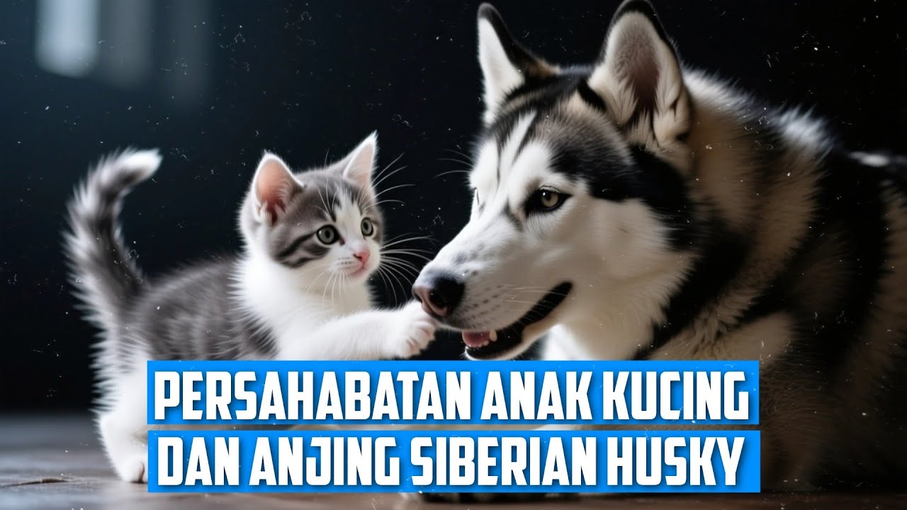PERSAHABATAN ANAK KUCING DAN ANJING SIBERIAN HUSKY 