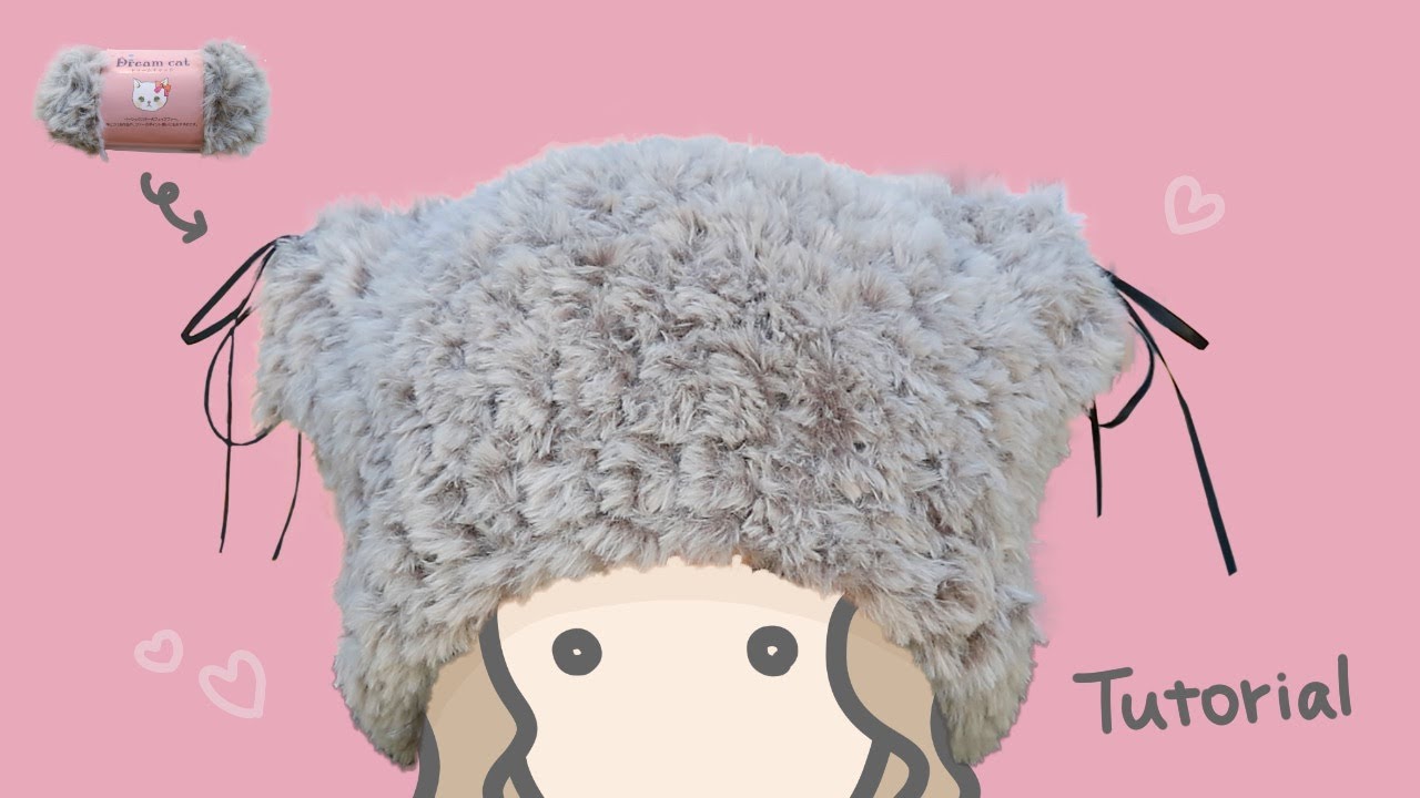 もふもふ猫耳ニット帽の編み方 ♡ ファー毛糸をかぎ針で編む裏技 ♡ キッズサイズも作れます