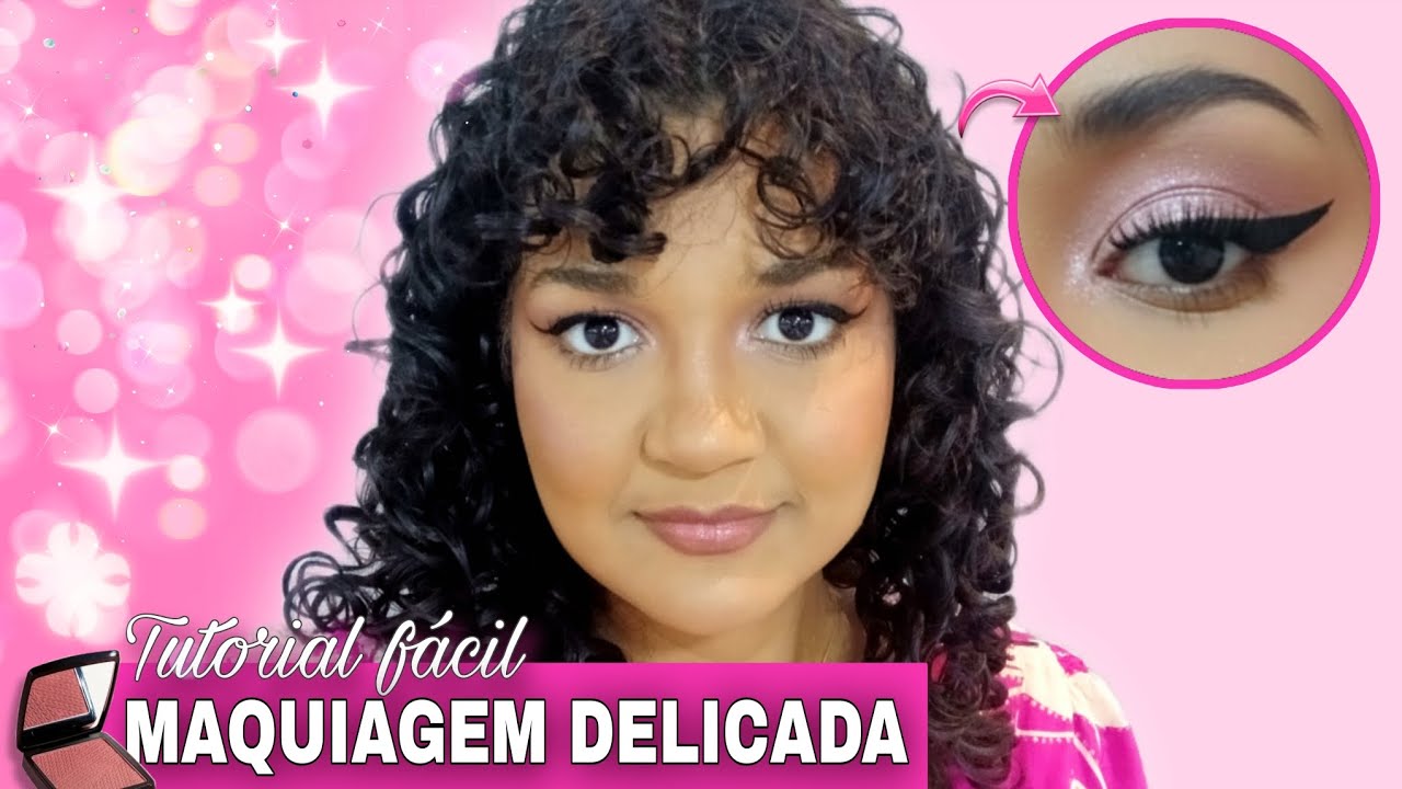 Tutorial de maquiagem: delicada e sofisticada! #makeup #tutorial #pinkeyemakeup #viral 