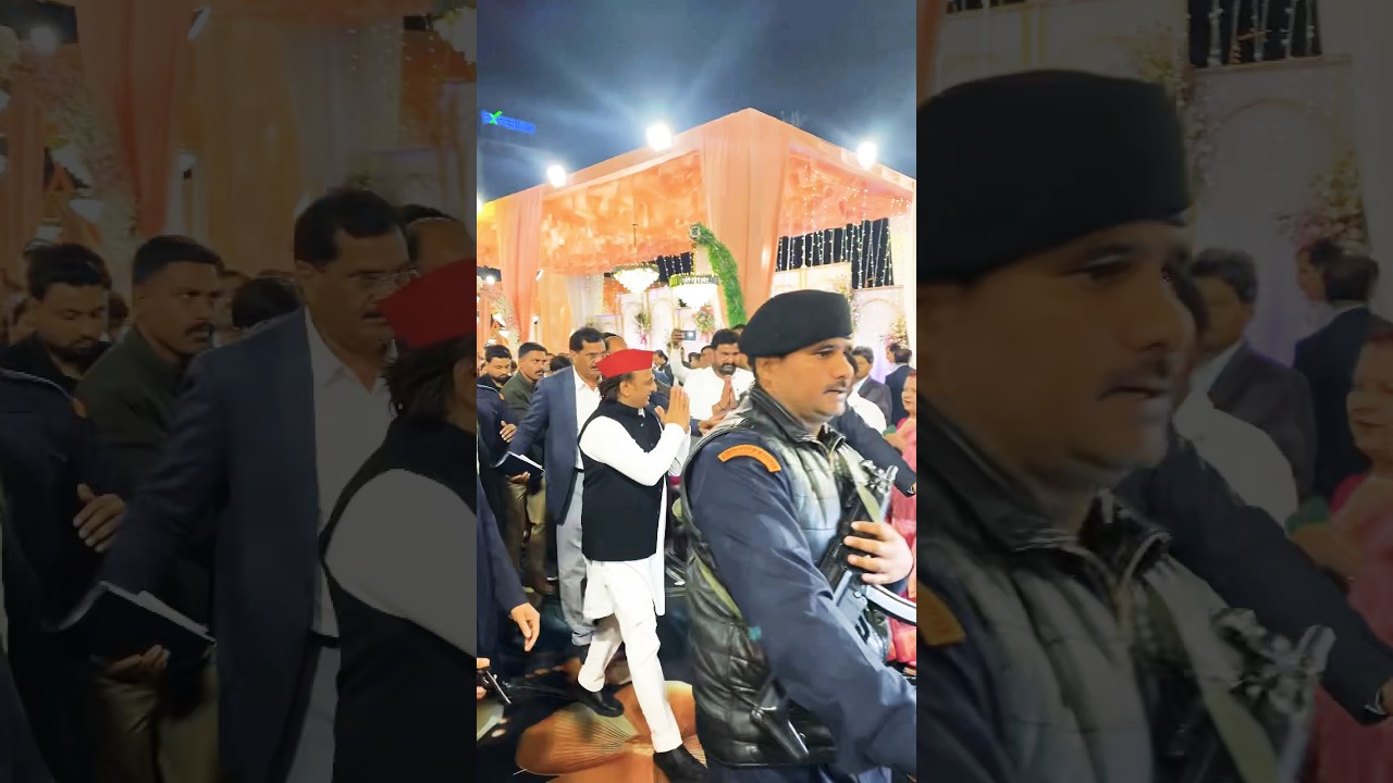 || Samajwadi party chief Akhilesh Yadav grand entry wedding ceremony || #U.P #Lucknow #Shots #viral