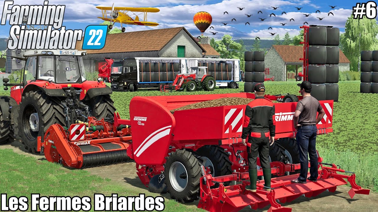 Collecting BALES and PLANTING POTATO│Les Fermes Briardes│FS 22│6