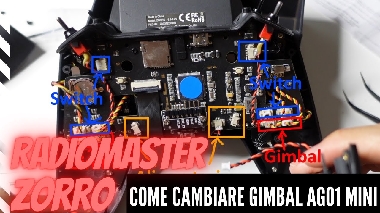 Radiomaster Zorro Come montare Gimbal AG01 Mini: Tutorial Sostituzione e Calibrazione End Points