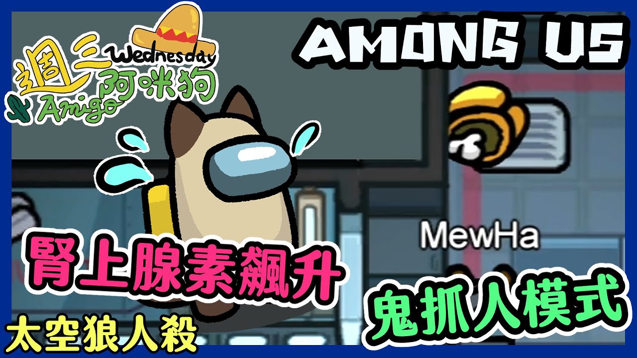 【喵哈】紫粉黃綠白一語成關鍵?新手殺手上路中~自訂義玩法：鬼抓人模式太空狼人殺(Among Us)＿週三Amigo
