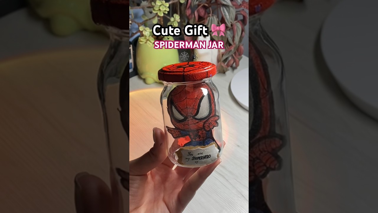 🕷️🕸️SPIDERMAN GIFT JAR | You are my Superhero❤️&zwj;🔥| #giftideas #craftshorts #valentinesday #diy