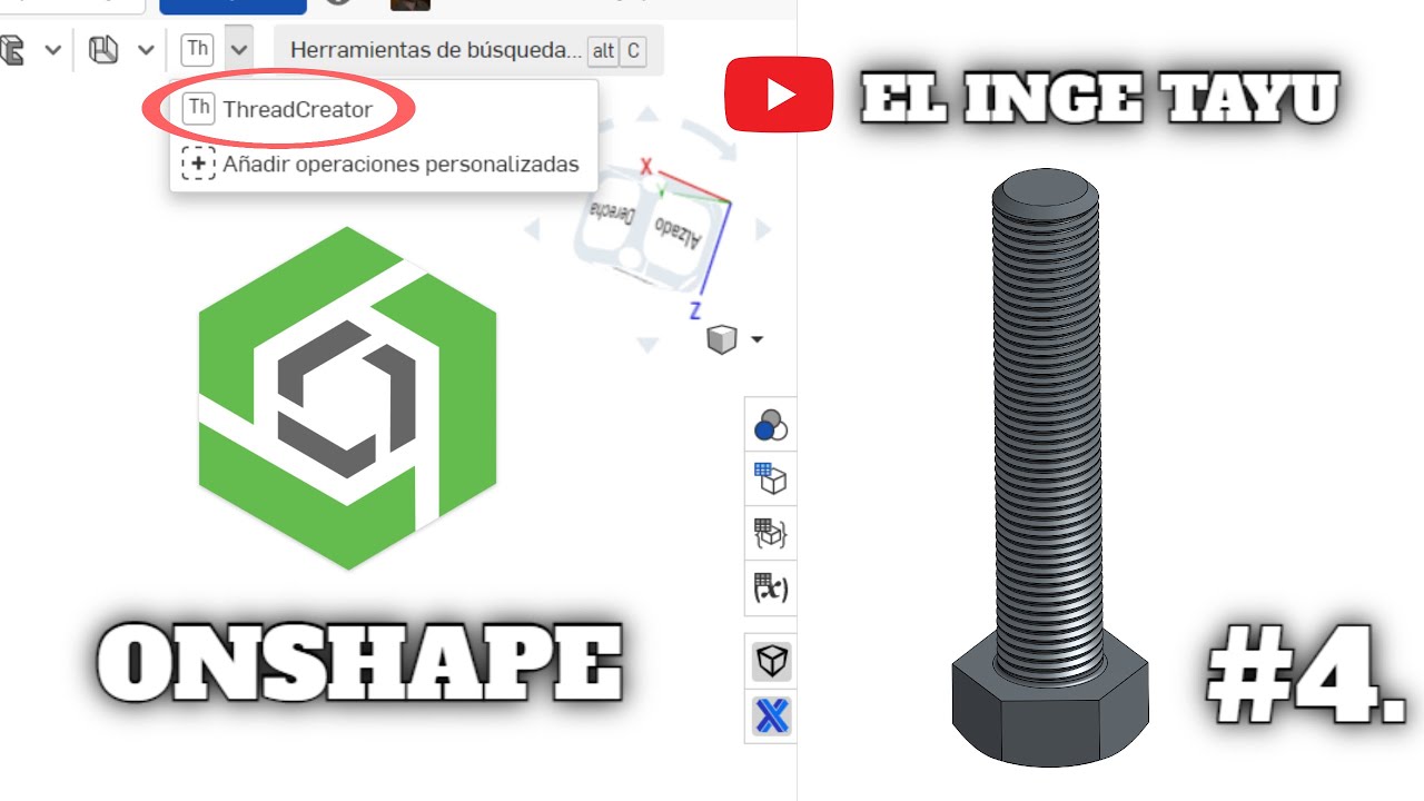 ONSHAPE, COMO CREAR TORNILLOS CON ROSCA, SUPER FÁCIL.