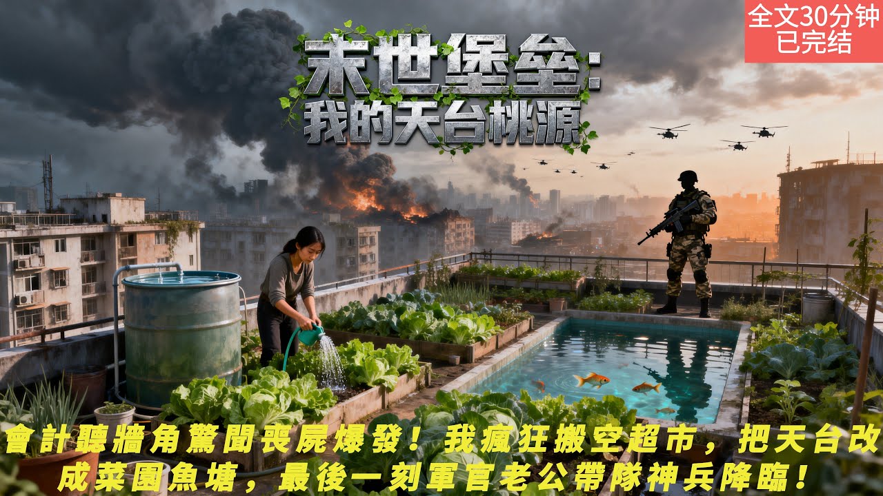 【全文三十分鐘已完結|一口氣看末世生存系列】會計聽牆角驚聞喪屍爆發！我瘋狂搬空超市，把天台改成菜園魚塘，最後一刻軍官老公帶隊神兵降臨！