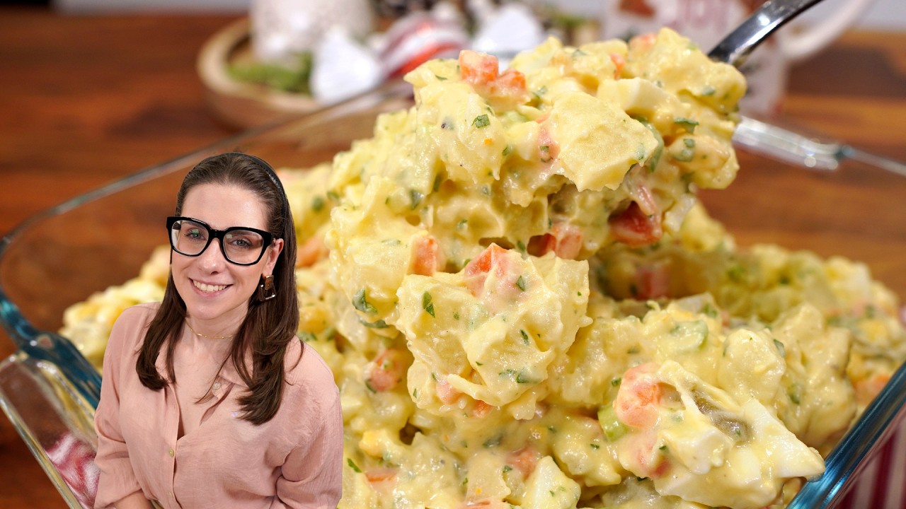SALADA DE BATATA COM MAIONESE BEM CREMOSA, COMPLETA!