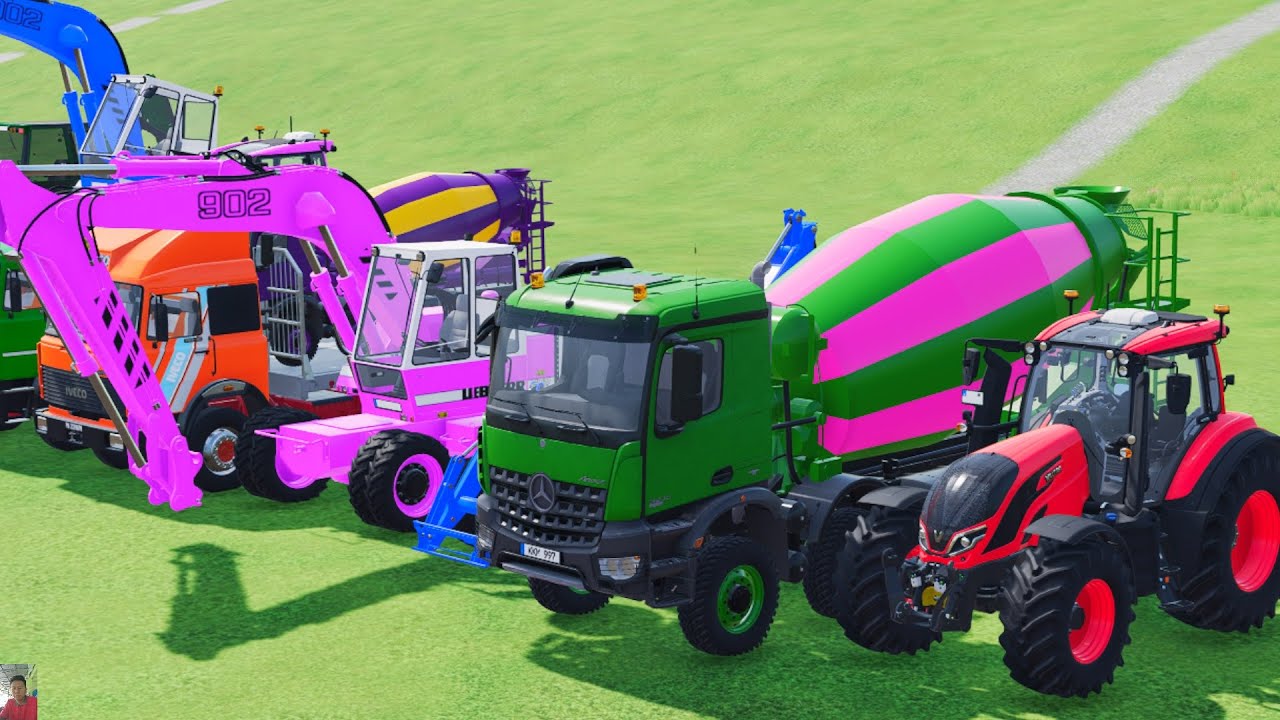 TRANSPORTING EXCAVATOR MIXER TRUCK TRACTORs Backhoe loaders Beamng.Drive Game FARMING SIMULATOR 22