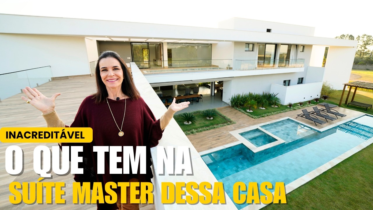ESSA CASA MODERNA TEM ESTILO OPEN SPACE, LAZER COMPLETO E SUÍTE MASTER COM PISCINA