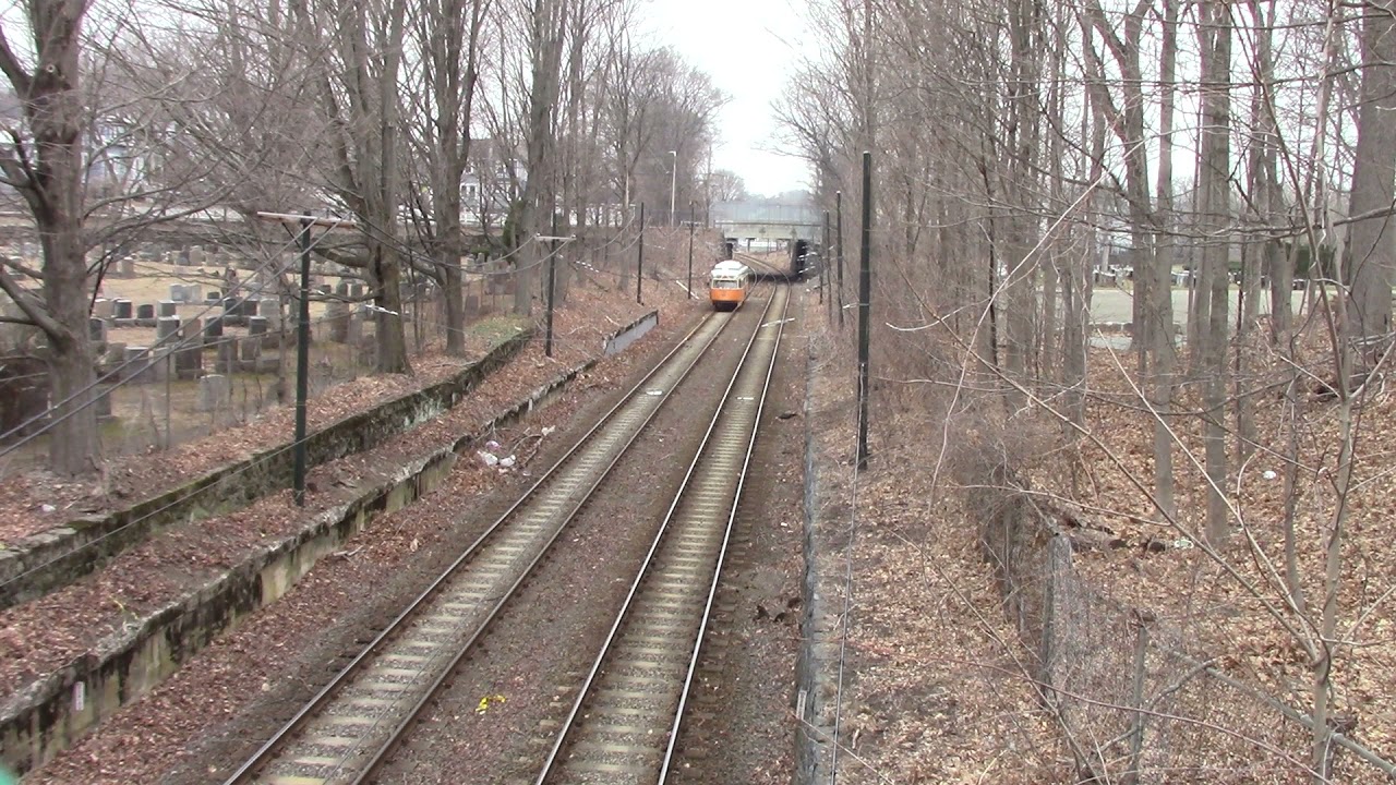 MBTA PCC #3263 heading for Mattapan thru Cedar Grove Cemetery at Dorchester, MA