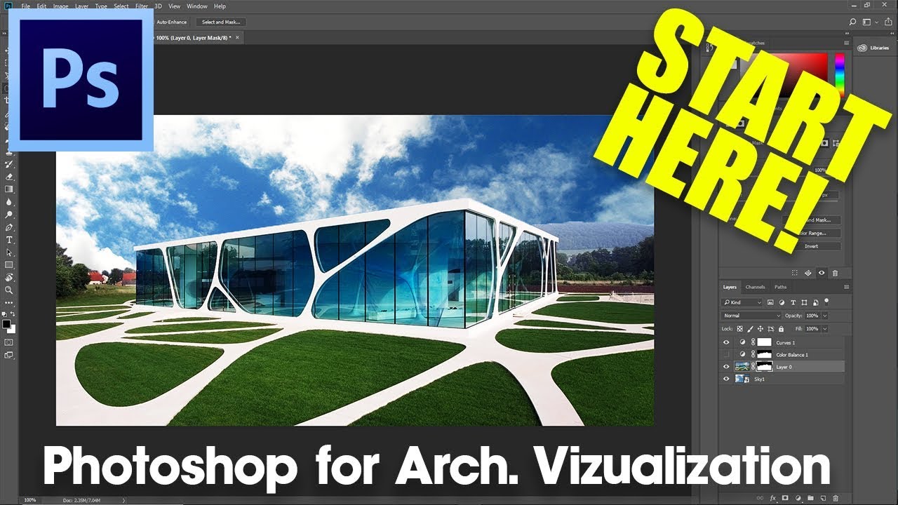 Photoshop LAYERS AND MASKS Tutorial for Beginners | Photoshop for Architecture Tutorial #1