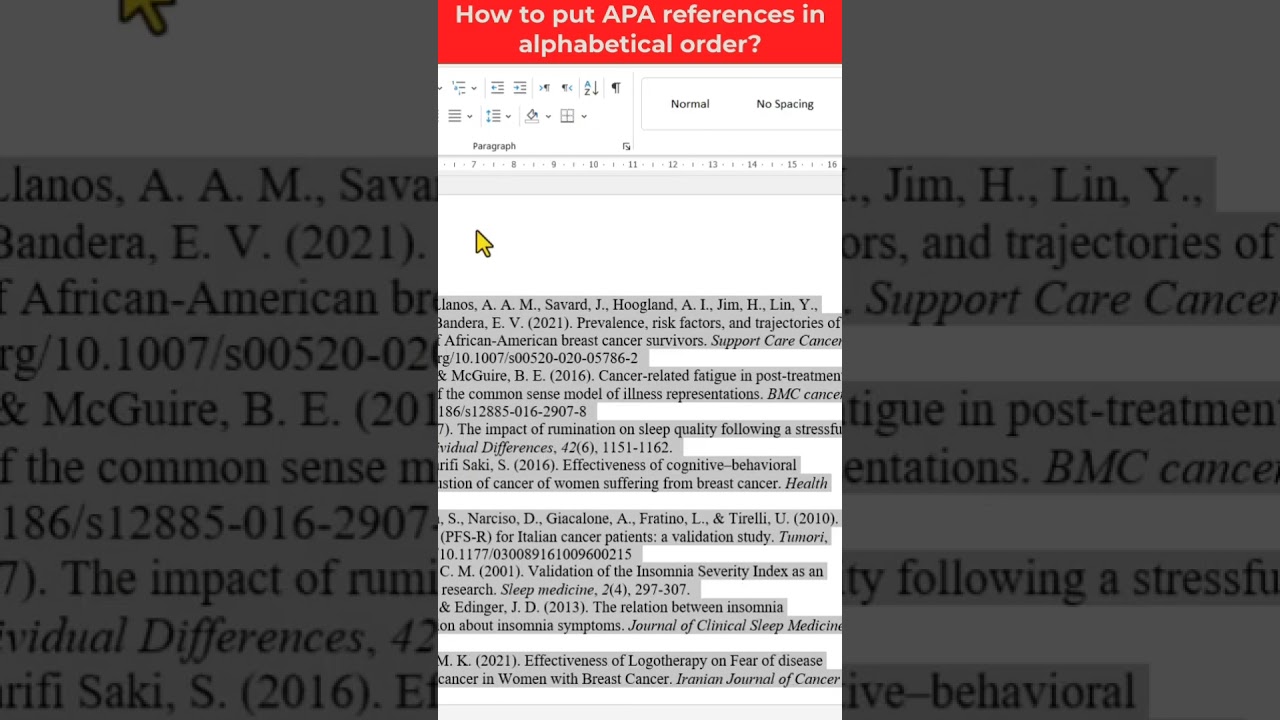 How to put references in alphabetical order? | Alphabetizing references in Word | APA Style