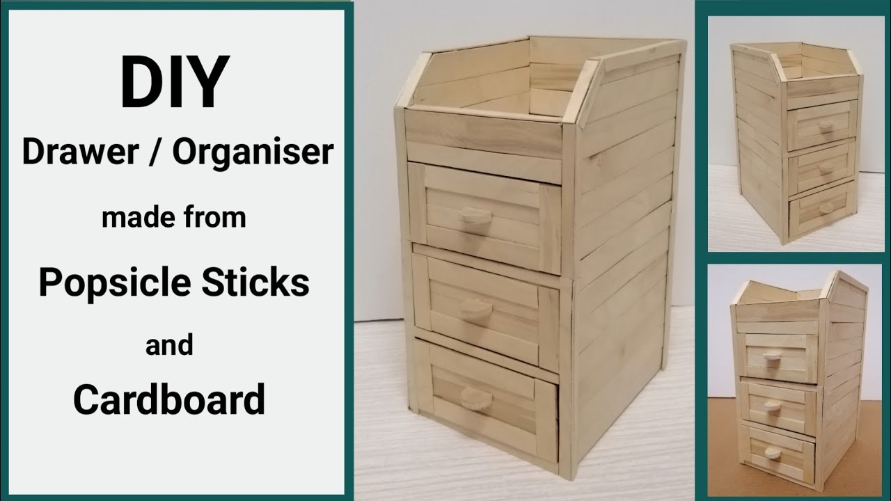 DIY Drawer Organiser (made from popsicle sticks and cardboard)