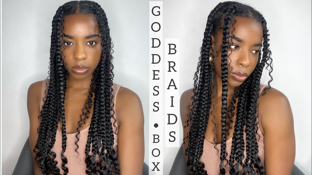 How to: Jumbo Knotless Goddess Box Braids With Curly Ends| Very Detailed!