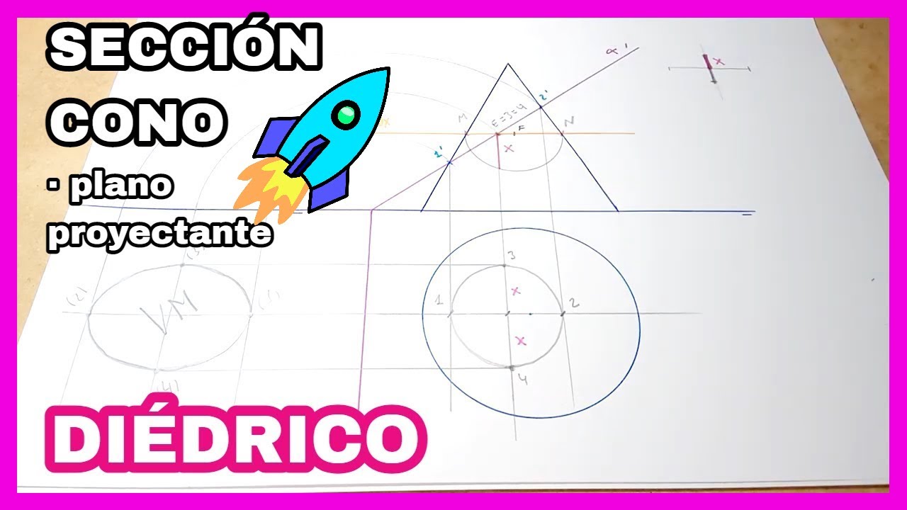DIÉDRICO - sección🔪 CONO con plano 