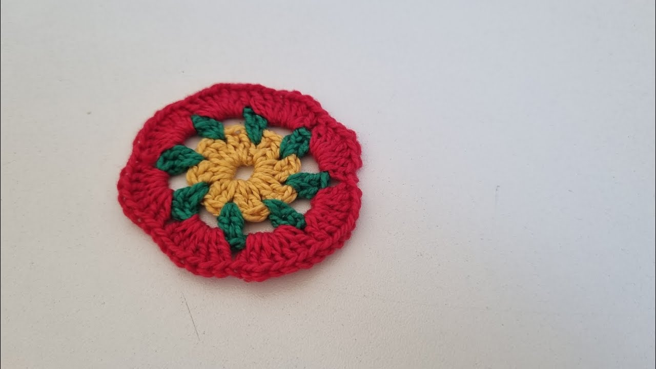 Flor, square,  motivo em crochê. 