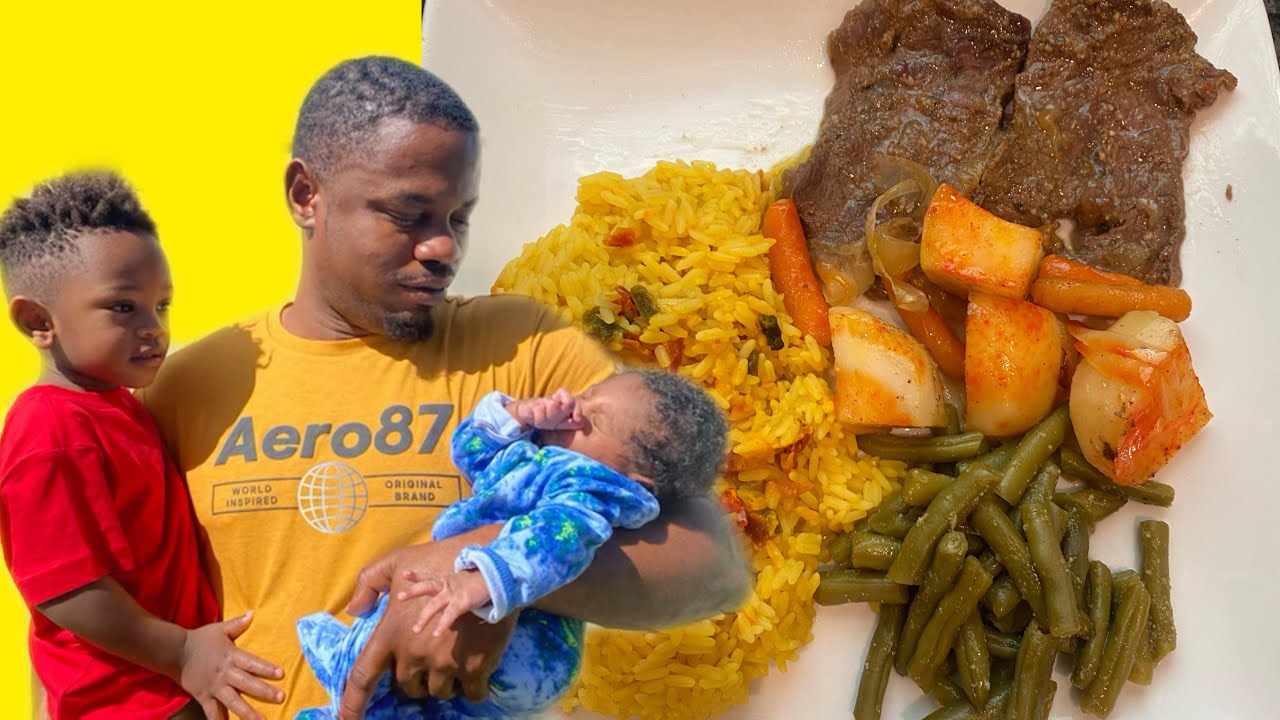 COOKING WITH WOOD 🪵 CHICKEN STEAK 🥩 CARROTS 🥕POTATOES 🥔 ONIONS 🧅 YELLOW RICE 🍚 & GREEN BEANS
