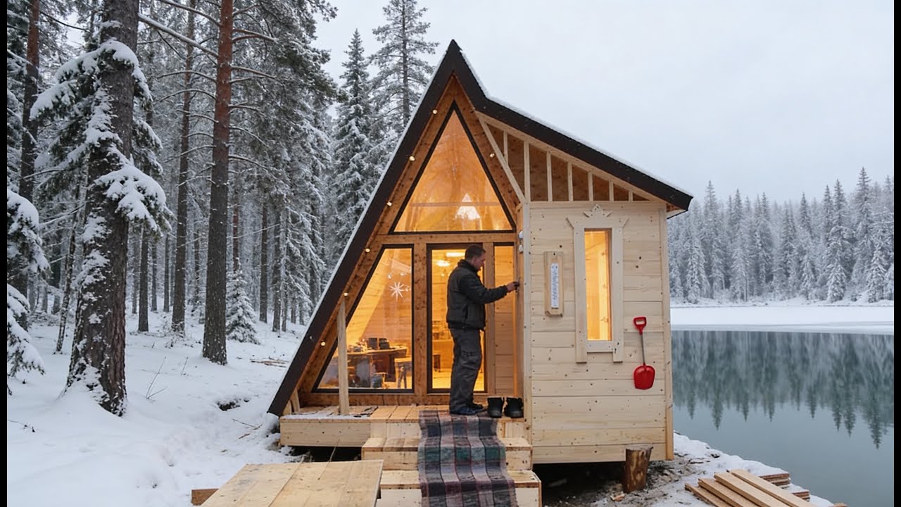50 Days Alone: Building a Warm Insulated Cabin in the Winter Woods