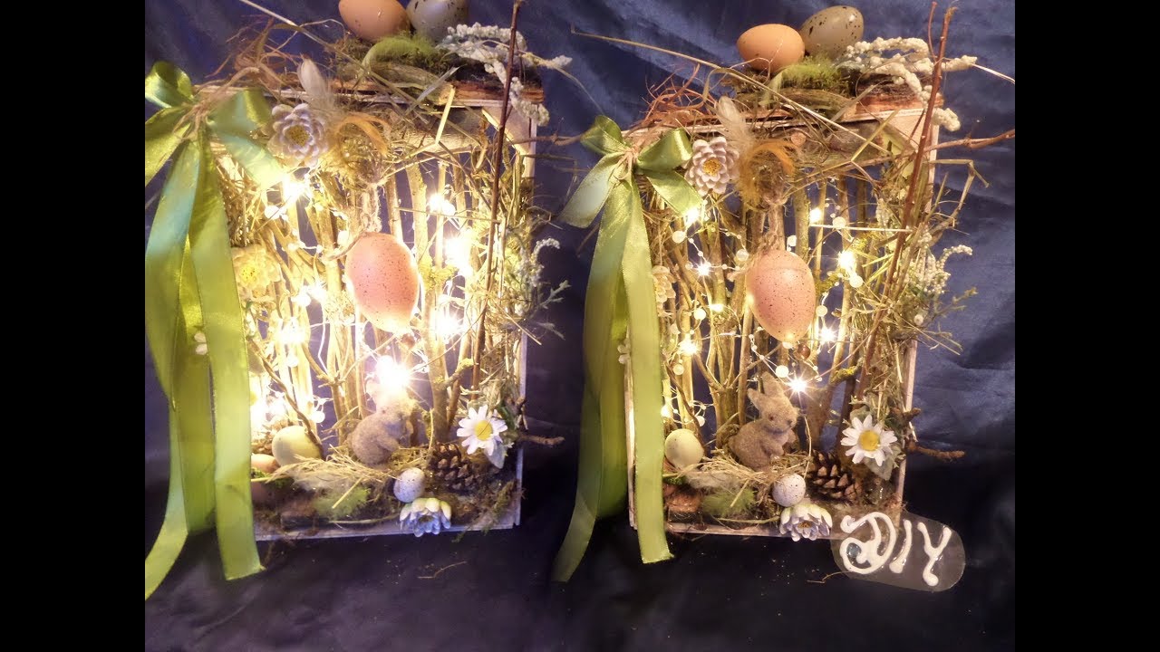 DIY: Tolle NATÜRLICHE LED Oster-DEKO aus einer OBST-Kiste leicht & schnell basteln :)) Upcycling