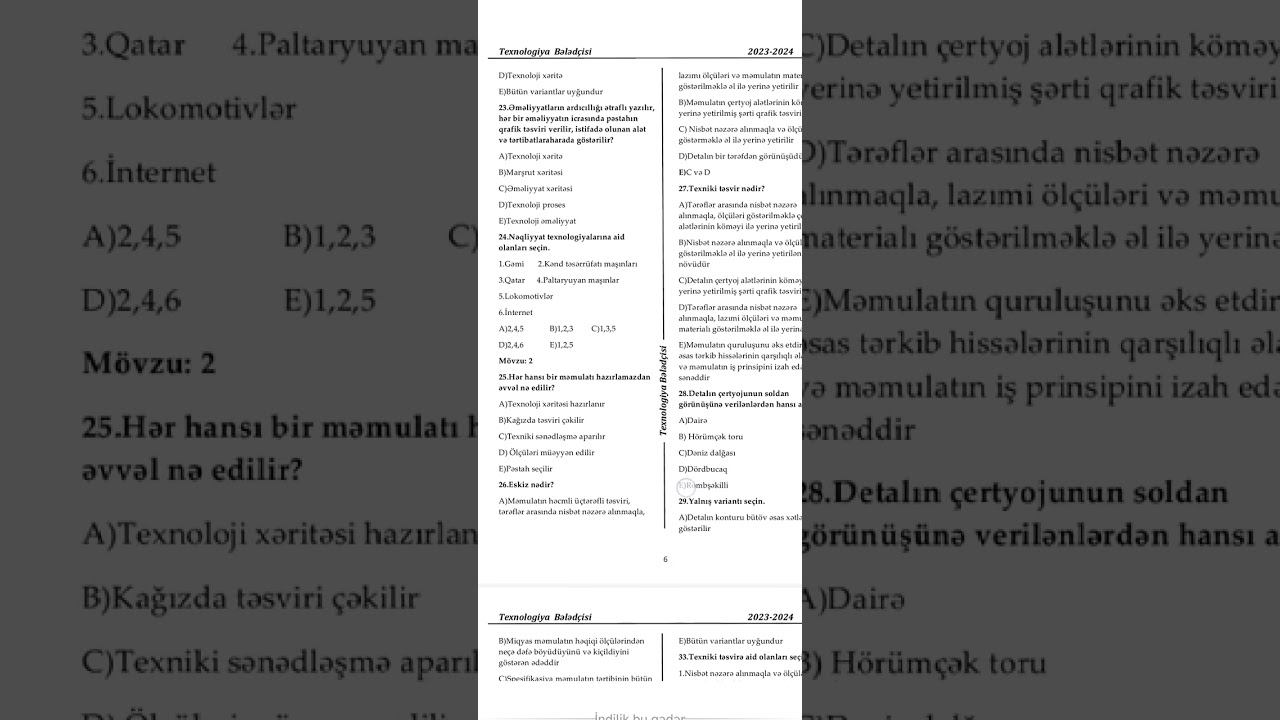 Texnologiya Bələdçisi Test toplusu