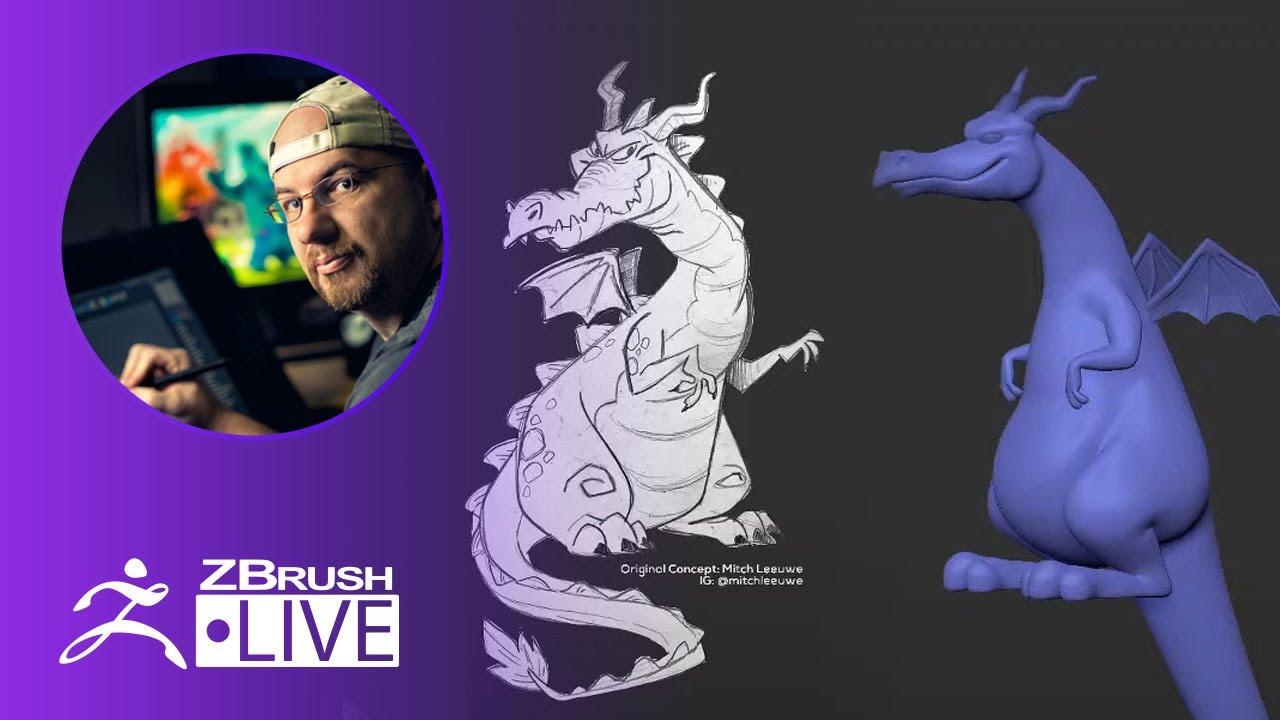 3D Model a Stylized Dragon #withme ! - Shane Olson - ZBrush 2020 - Part 2