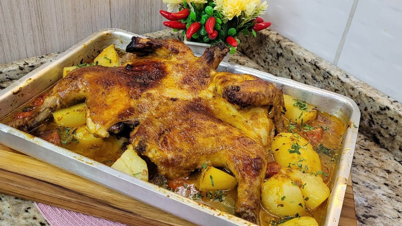 MELHOR RECEITA DE FRANGO ASSADO DA MINHA TIA PORTUGUESA!! MOLHADINHO E DELICIOSO!! TODOS AMAM🤩