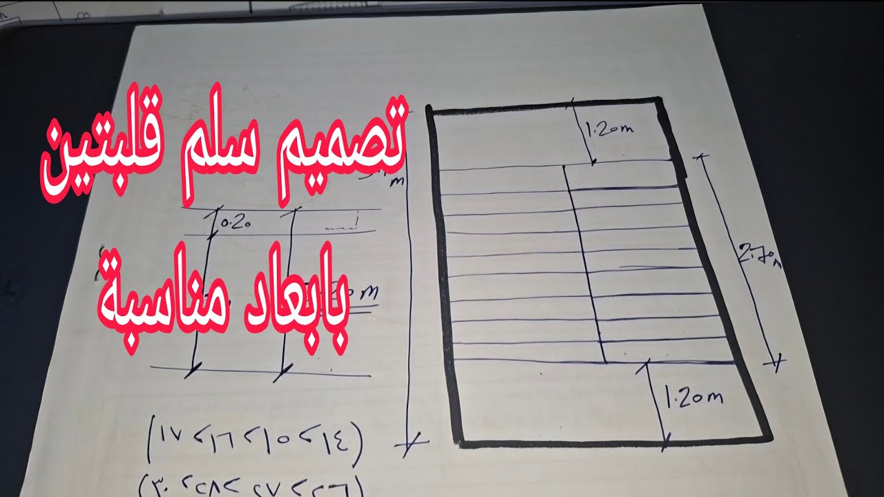 تصميم سلم قلبتين باقل ابعاد مناسبة
