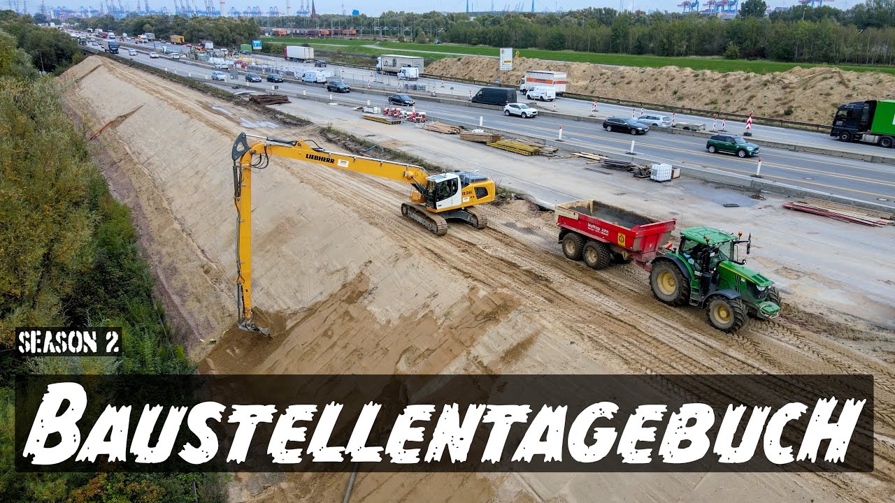 Baustellentagebuch #15 | Faschinen einbauen und Böschungen profilieren  - Liebherr R936 Long Reach