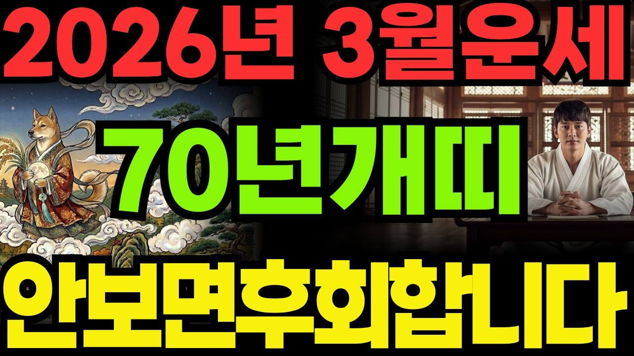 [70년개띠26년3월운세]안보면100%후회하는1970년경술생개띠26년3월운세