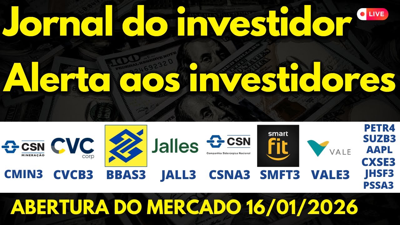 AÇÕES: CMIN3 CSNA3 CVCB3 BBAS3 JALL3 SMFT3 VALE3 PETR4 SUZB3 AAPL CXSE3 JHSF3 PSSA3 CSAN3 CEAB3