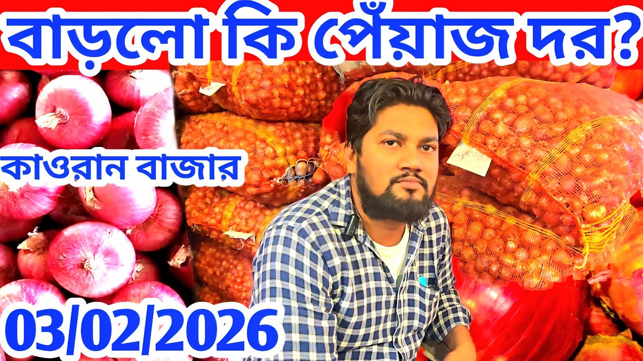 সকালে 03/02/2026 পেঁয়াজের দামে কি ঘটছে? আলু রসুনের দাম কত? Today onion rate