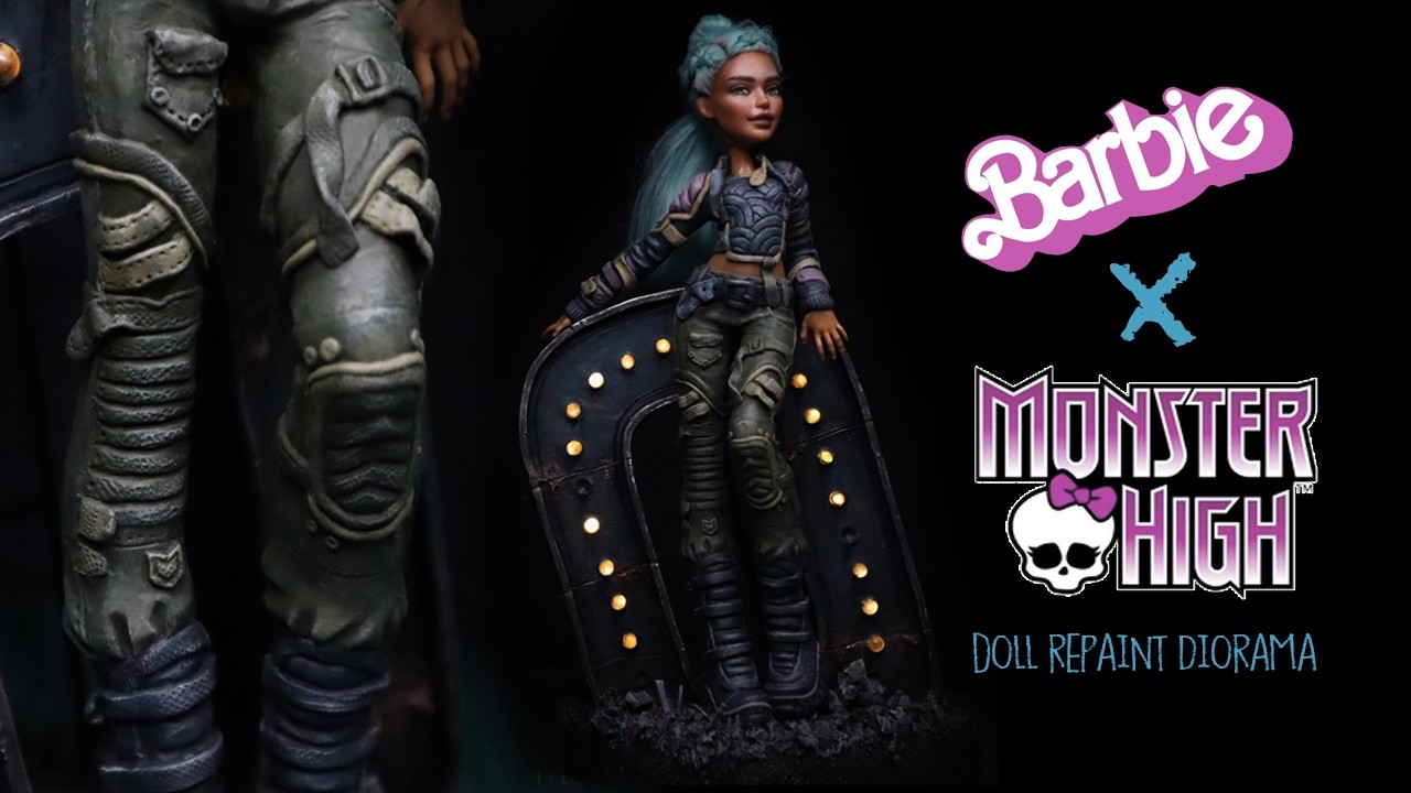 Barbie x Monster High Doll Repaint | Post-Apocalyptic Cyberpunk Diorama | fallout barbie