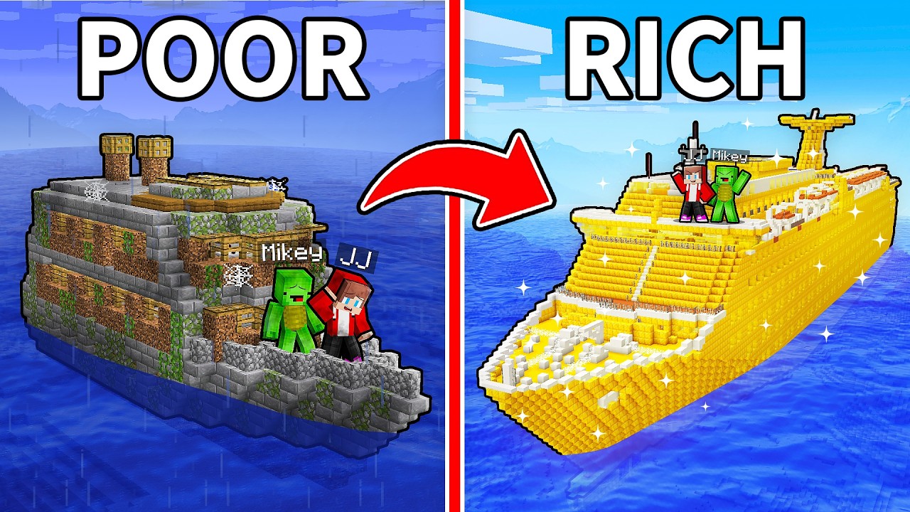 JJ and Mikey: From POOR To RICH Cruise Cycle in Minecraft - Maizen