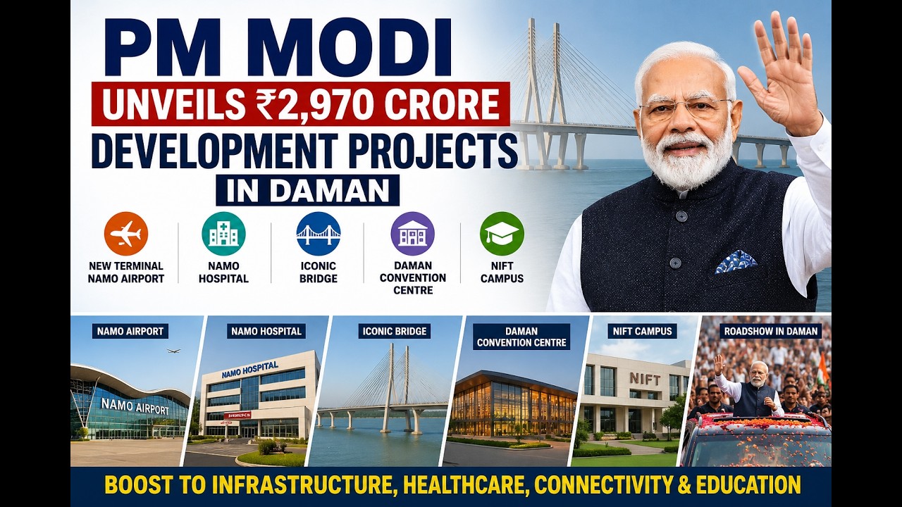 PM Modi Unveils ₹2,970 Cr Development Projects in Daman