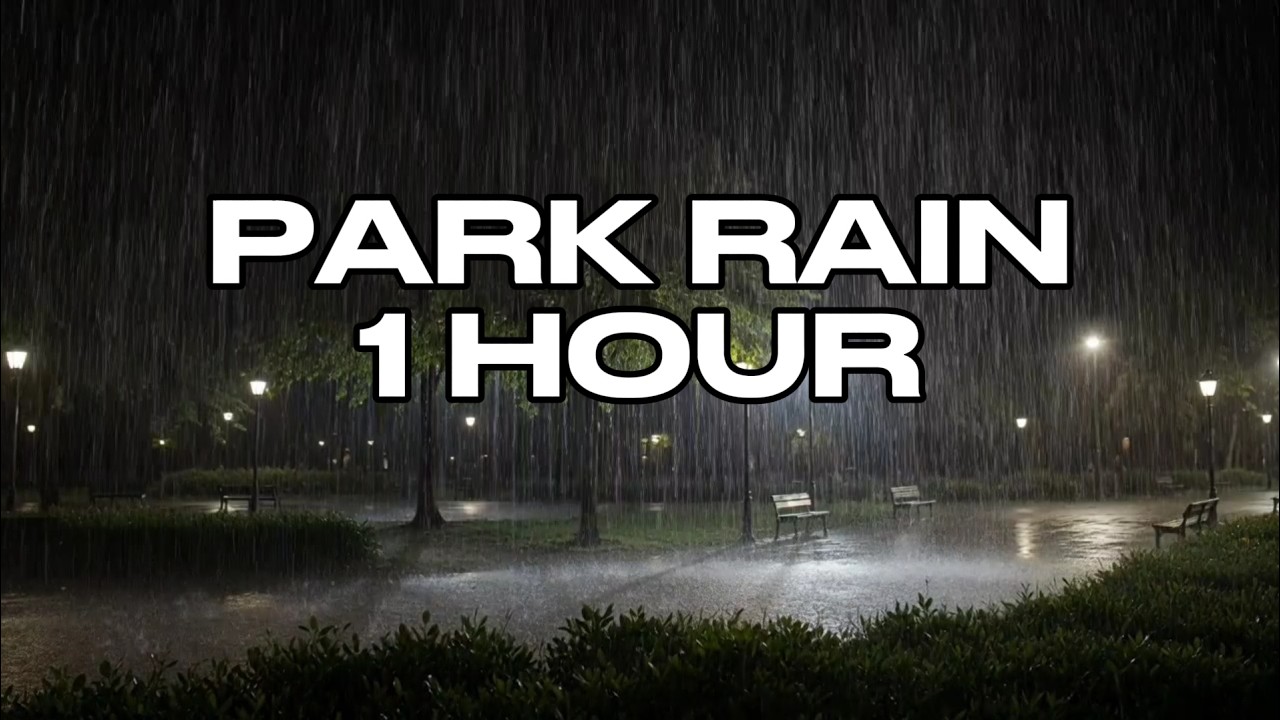 1 Hour Night Rain at Public Park 🌧️ Relaxing Heavy Rain Sounds for Deep Sleep (No Music)