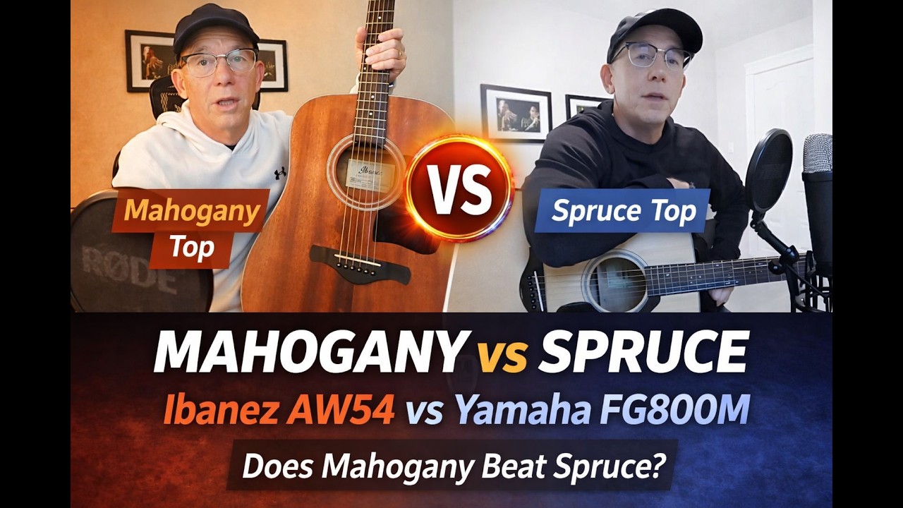 Ibanez AW54-OPN  vs Yamaha FG800M. Why a solid Mahogany Top may suite you better than spruce.