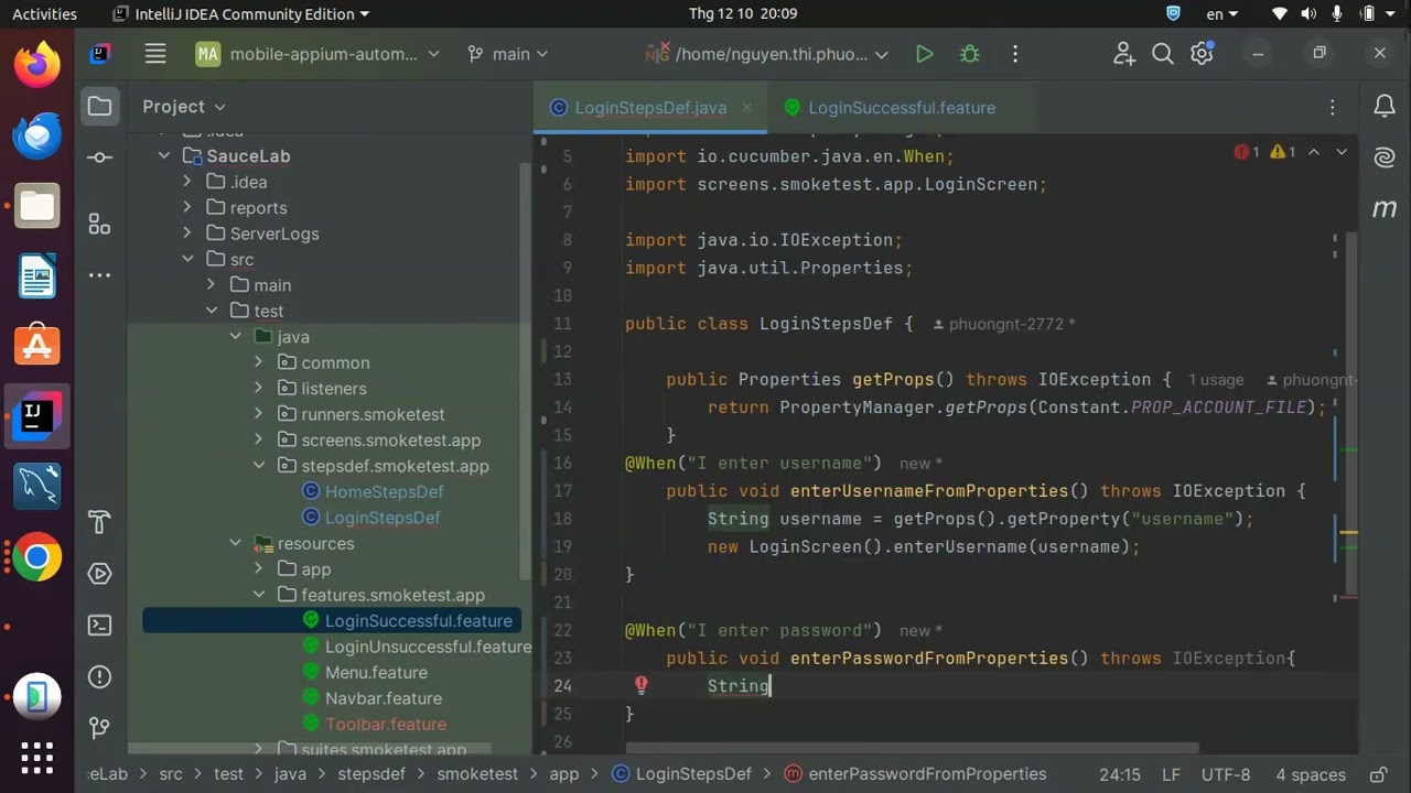 Mobile Automation Testing | Write Step Definitions Class for Cucumber Scenarios
