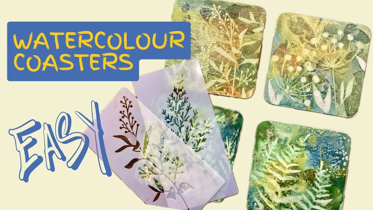 How to make watercolour coasters using reverse stencilling