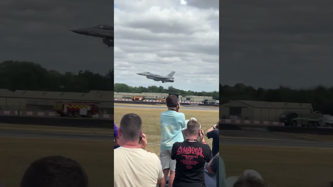 Polish F16 Tiger Demo take off at RIAT