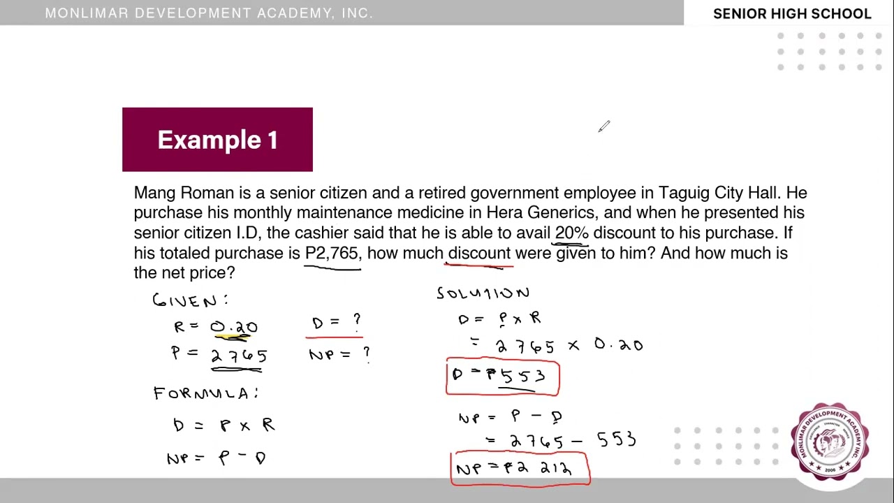 Discount and Single Trade Discount - Business Mathematics (Filipino)